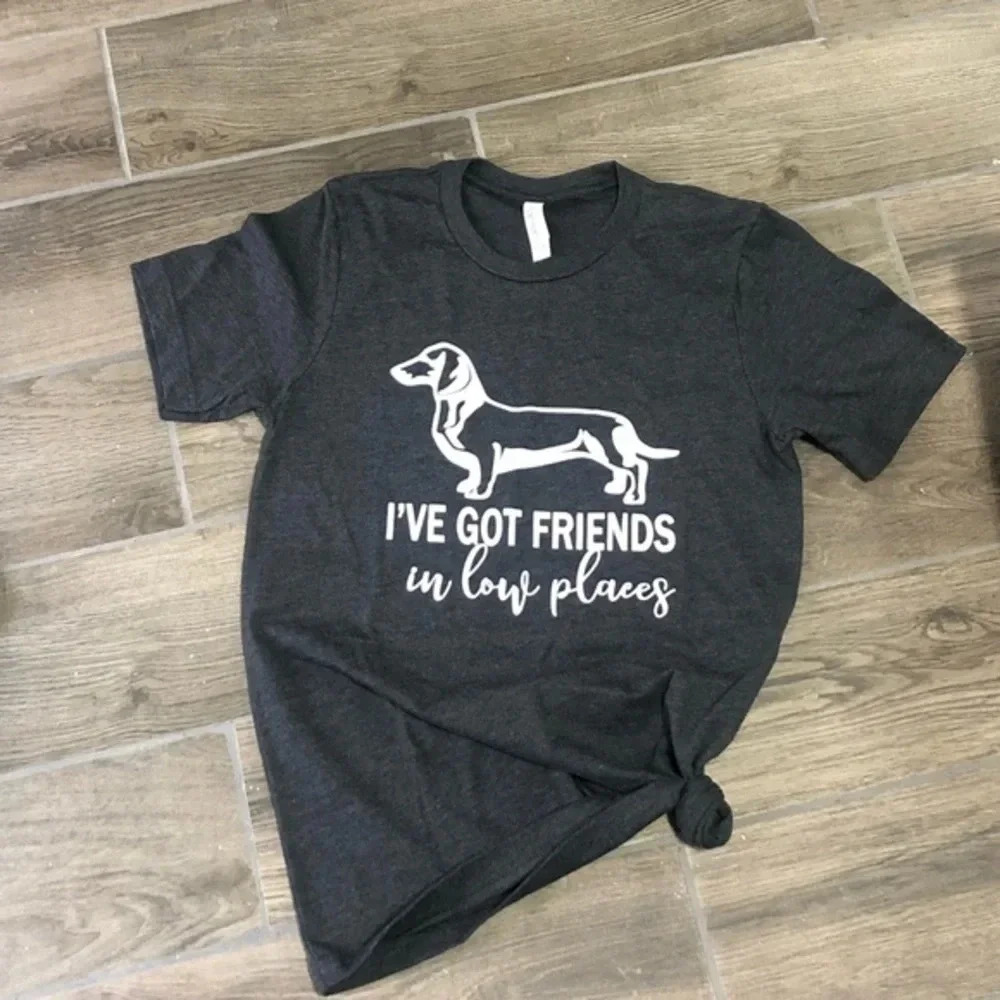 Boutique NWT Womens graphic Tshirt dachshund low places